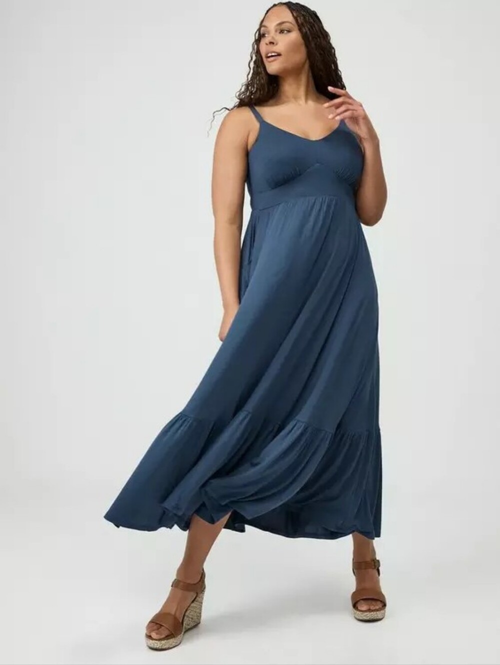 Torrid Midnight Navy Blue Super Soft Jersey Tiered Maxi Dress Size 1X NWT